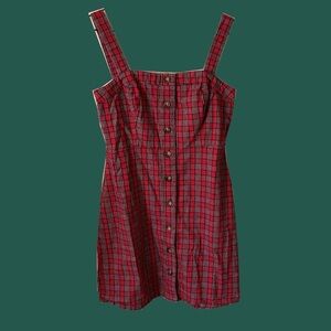 Hollister 90s/Y2K Button-Up Red Plaid Mini Bodycon Dress Size S